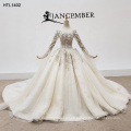 Jancember HTL1402 vestidos de novia de cristal con abalorios de manga larga únicos de lujo